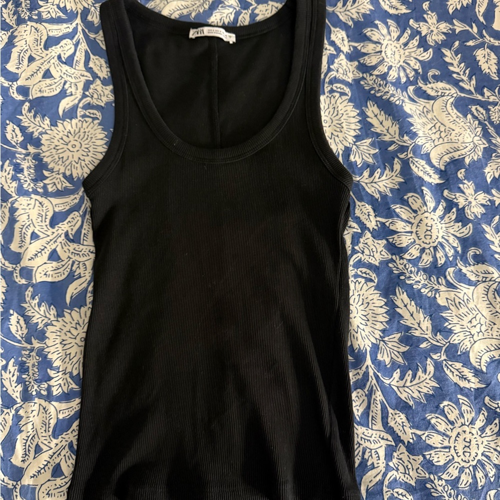 zara black ribbed tank